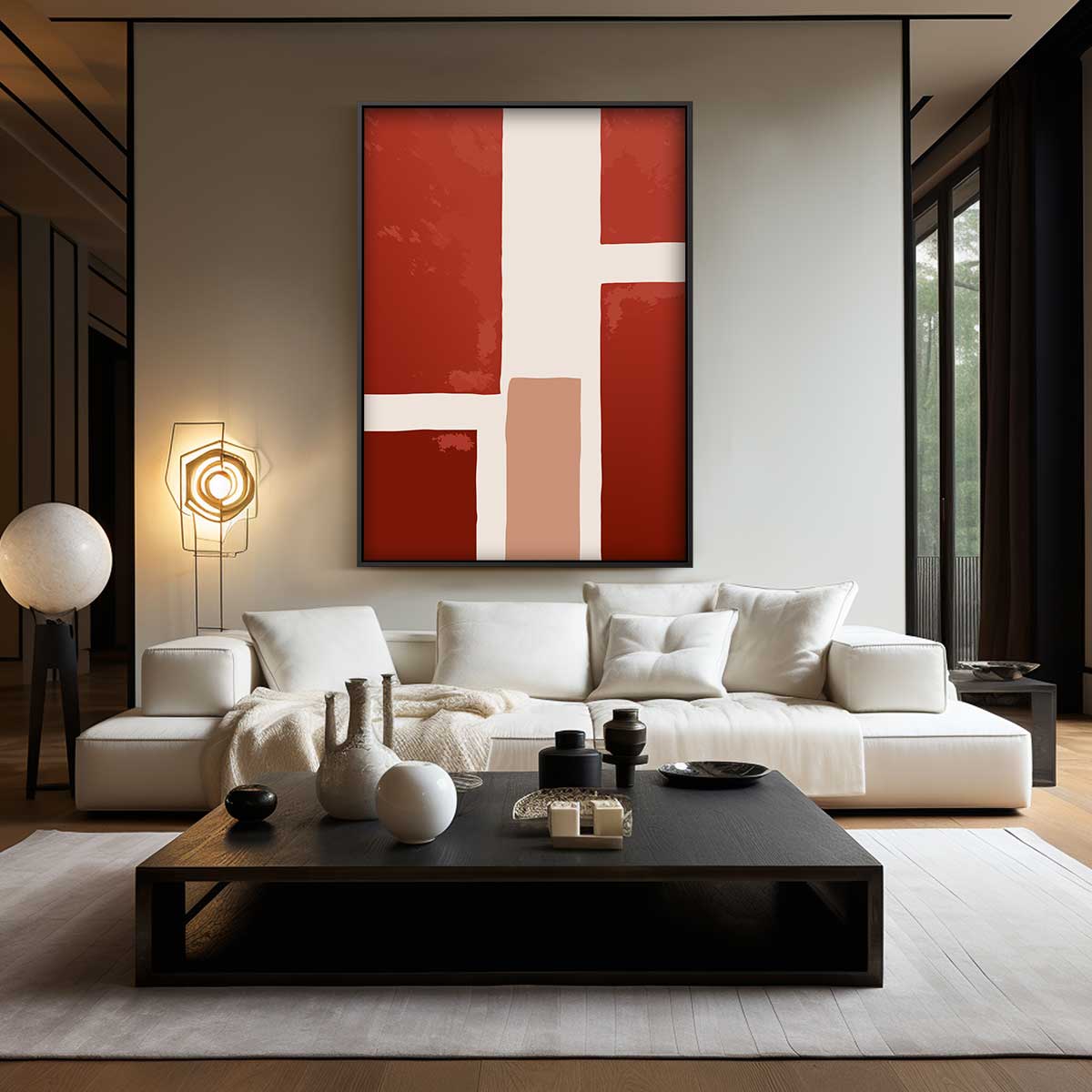 Warm Abstract Grid Kunstwerk-canvas-dibond-plexiglas-wanddecoratie-WallArtistic