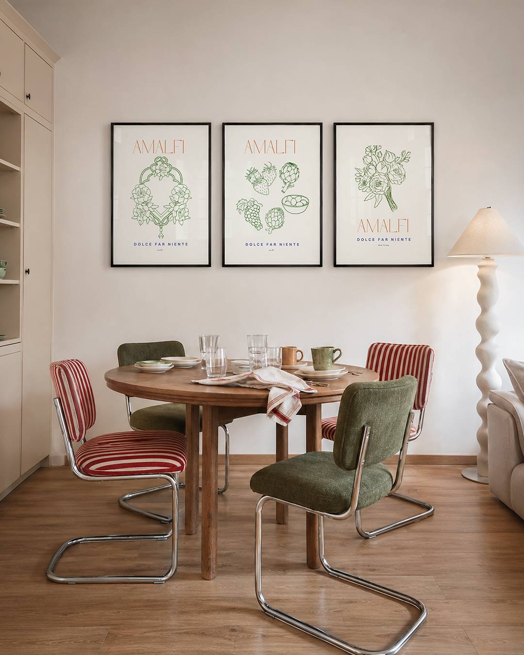 Bloemige lijnenspel Posterset