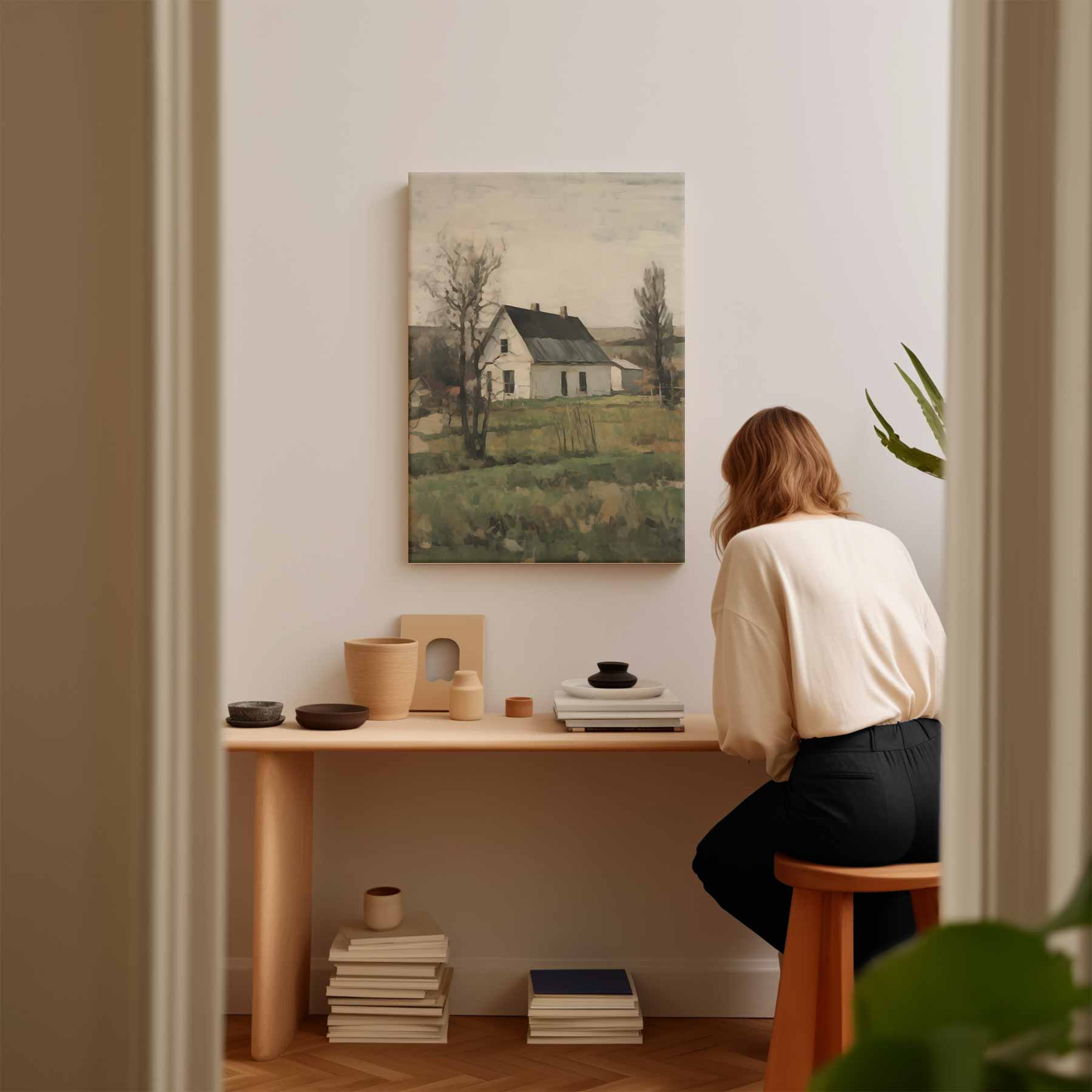 Rustiek Landhuis op het Platteland Kunstwerk-canvas-dibond-plexiglas-wanddecoratie-WallArtistic