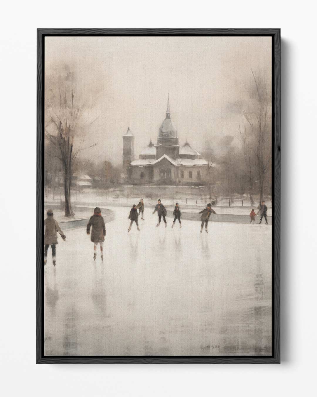 Winterse Schaatspret Kunstwerk-canvas-dibond-plexiglas-wanddecoratie-WallArtistic