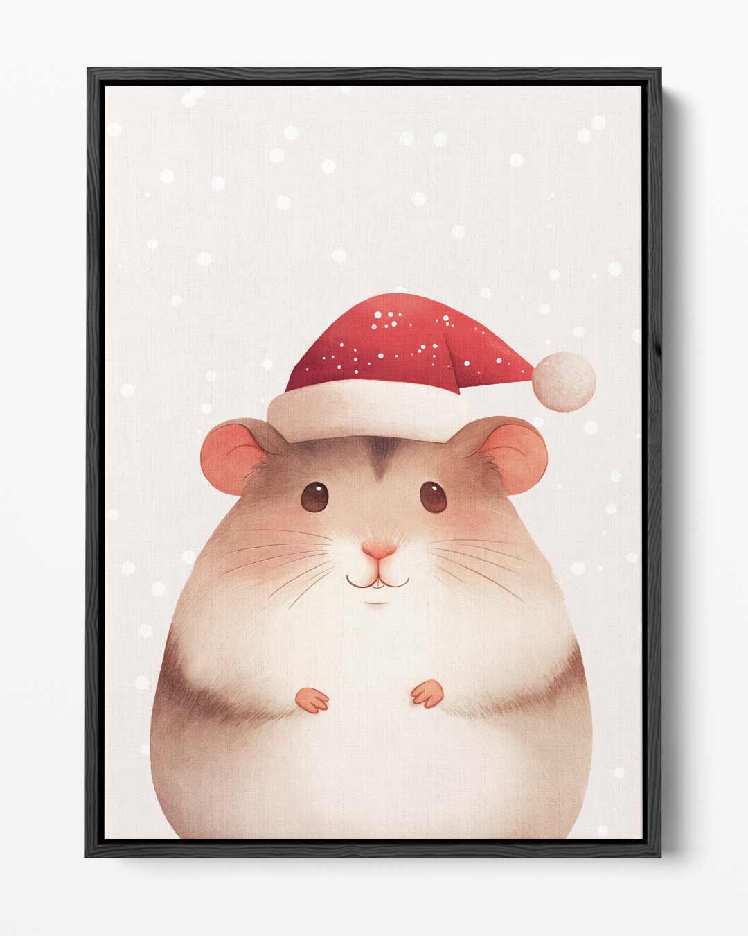 Kersthamster met Kerstmuts Kunstwerk-canvas-dibond-plexiglas-wanddecoratie-WallArtistic