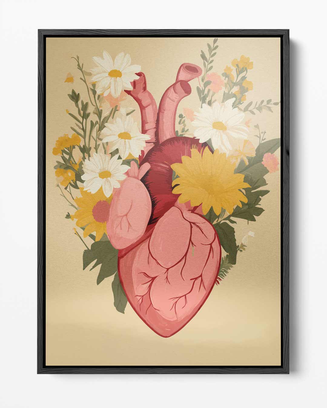 Hart en Bloemen Harmonie Kunstwerk-canvas-dibond-plexiglas-wanddecoratie-WallArtistic