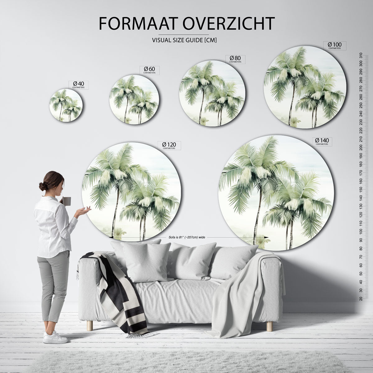 Tropische palmbomen Muurcirkel