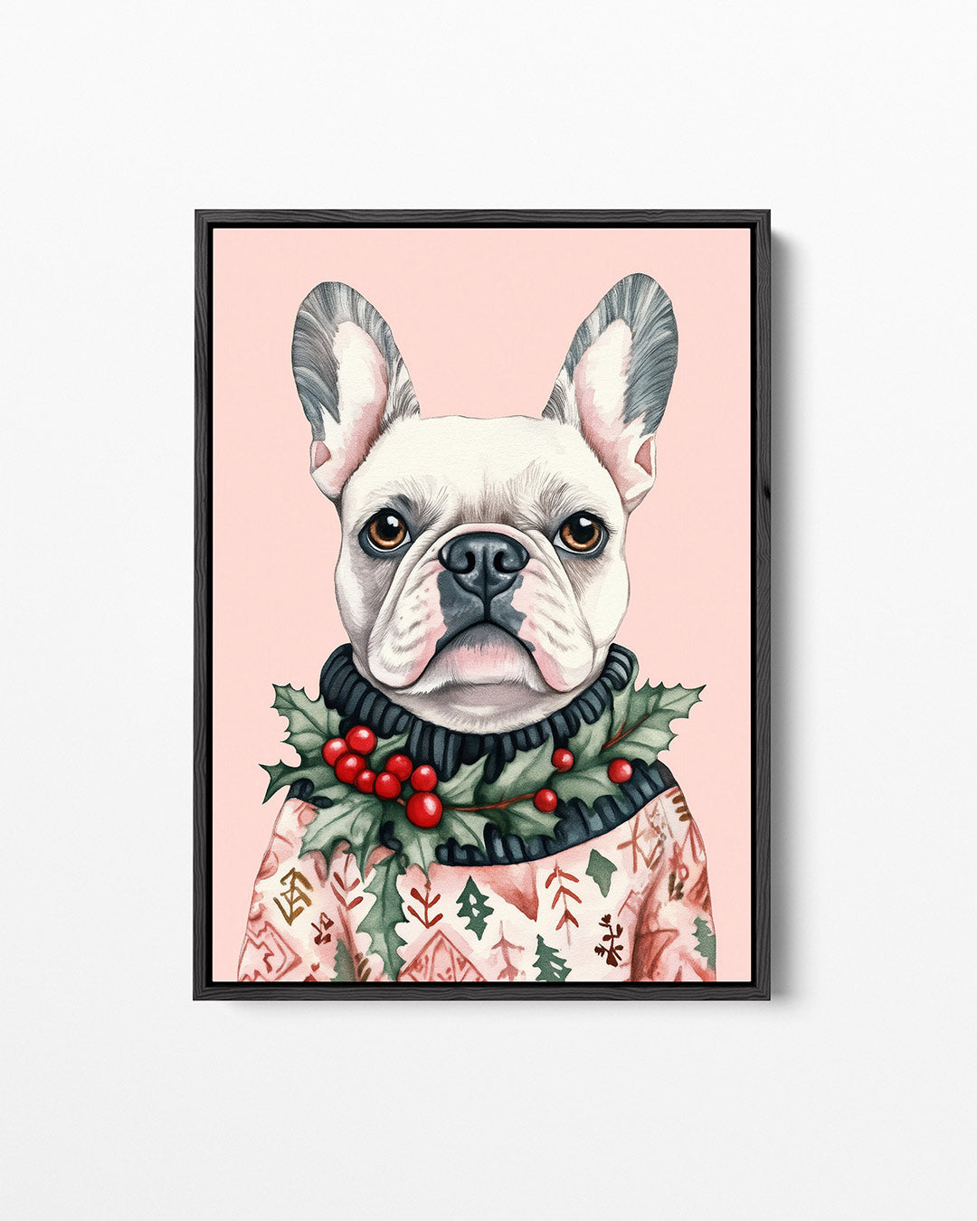 Hond met kersttrui Kunstwerk