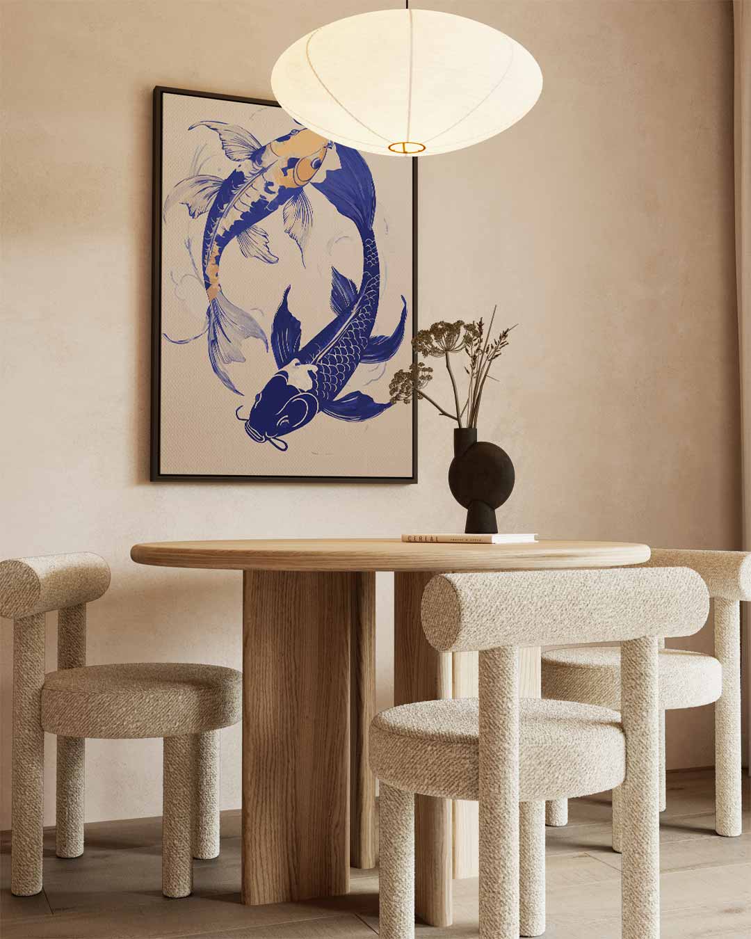 Vrolijke Koi Vissen Dans Kunstwerk-canvas-dibond-plexiglas-wanddecoratie-WallArtistic