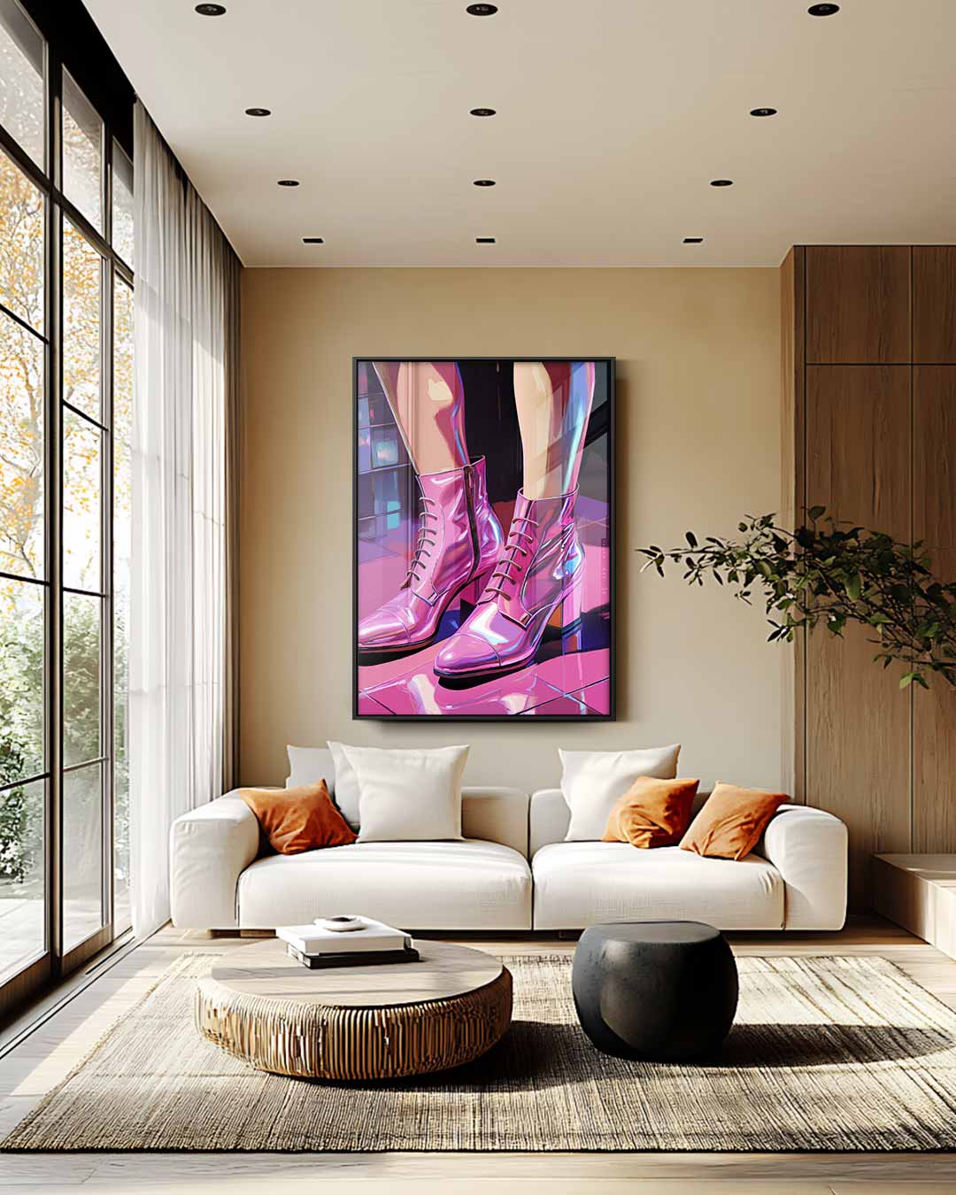 Stijlvolle Glanzende Enkellaarsjes Kunstwerk-canvas-dibond-plexiglas-wanddecoratie-WallArtistic