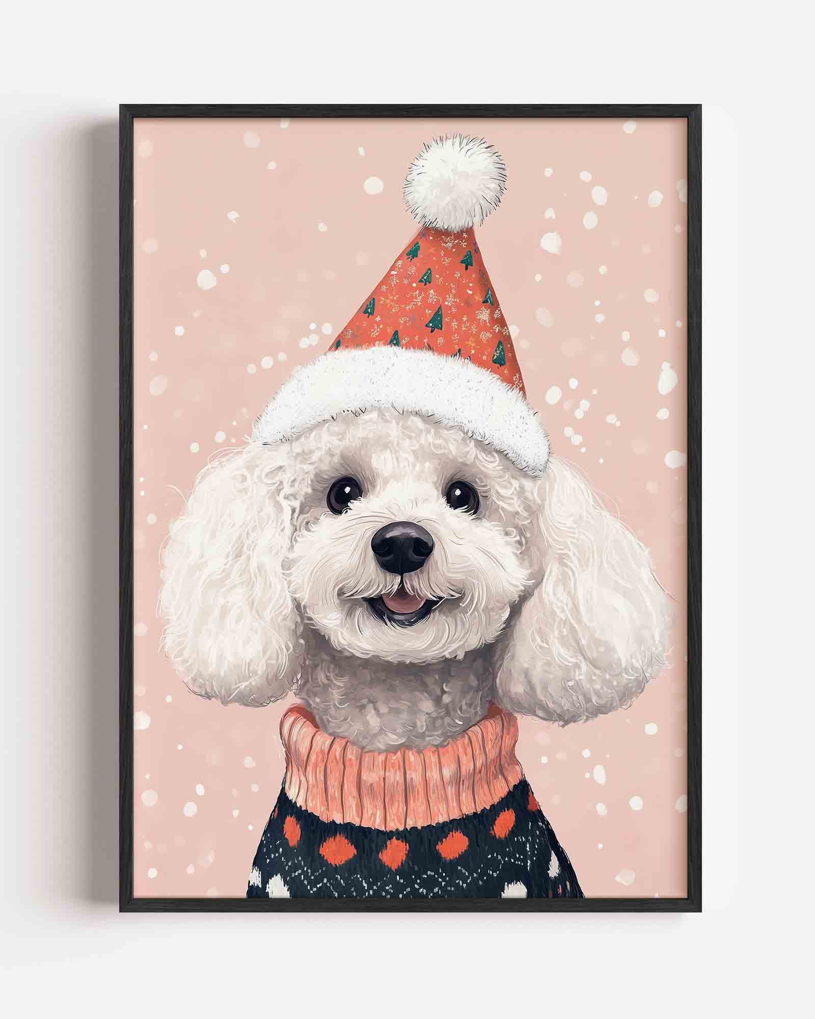 Hond met kerstmuts Poster