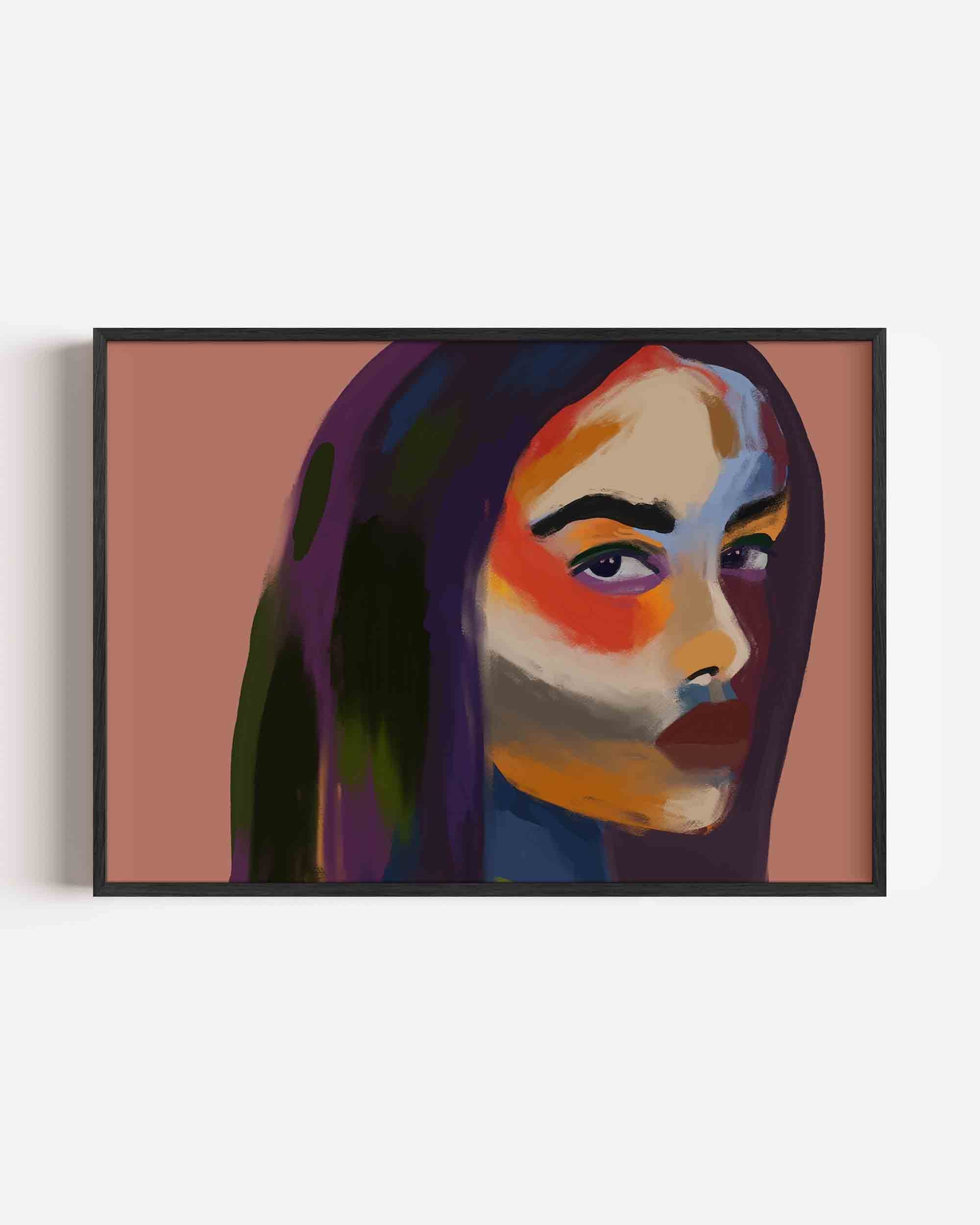 Portret met kleurrijke accenten Poster