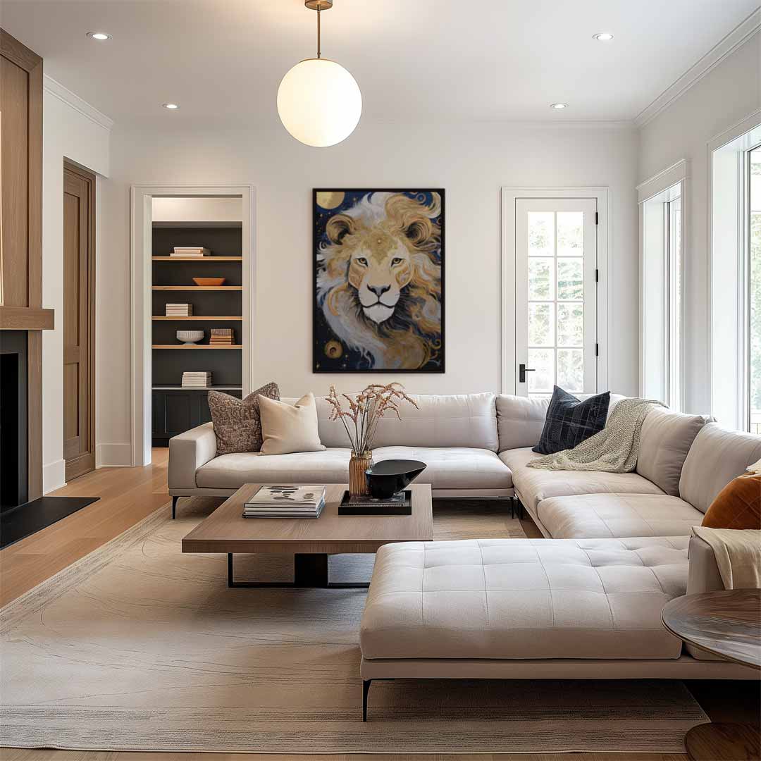 Leeuw van de Nacht Kunstwerk-canvas-dibond-plexiglas-wanddecoratie-WallArtistic