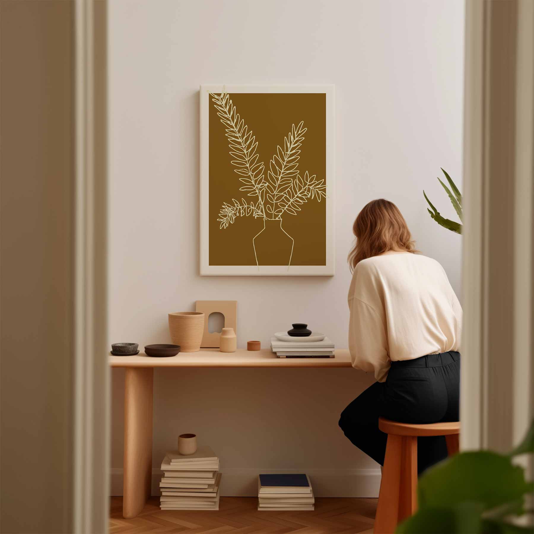 Minimalistische Botanische Illustratie Kunstwerk-canvas-dibond-plexiglas-wanddecoratie-WallArtistic