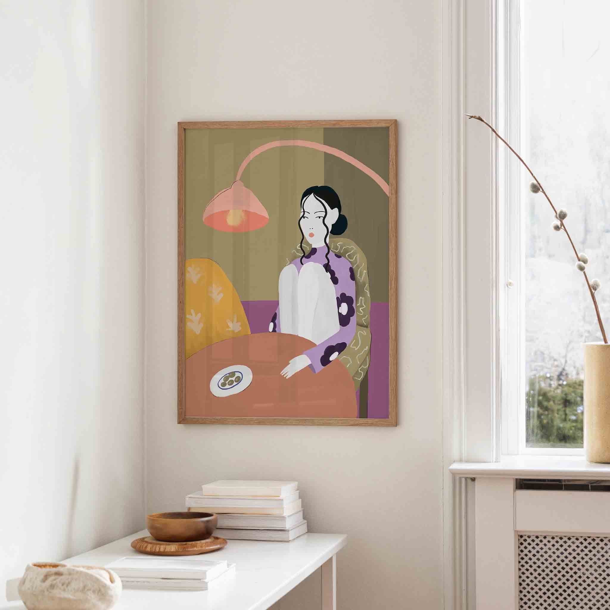 Vrouw met lamp Poster