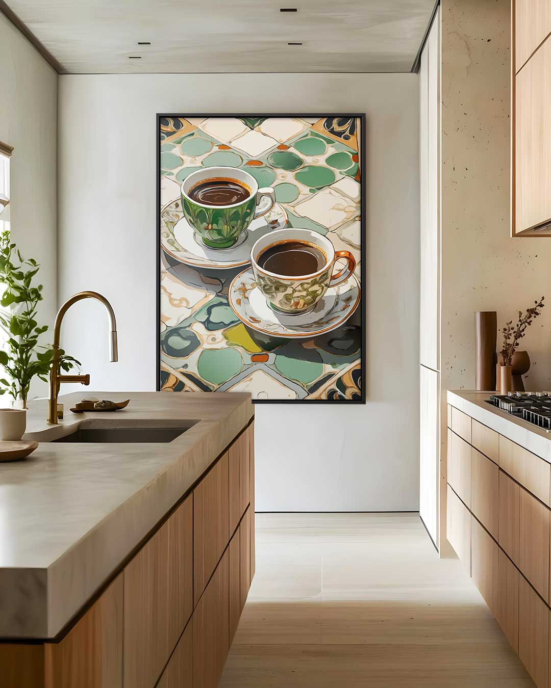 Koffie Betovering op Keramische Tegels Kunstwerk-canvas-dibond-plexiglas-wanddecoratie-WallArtistic