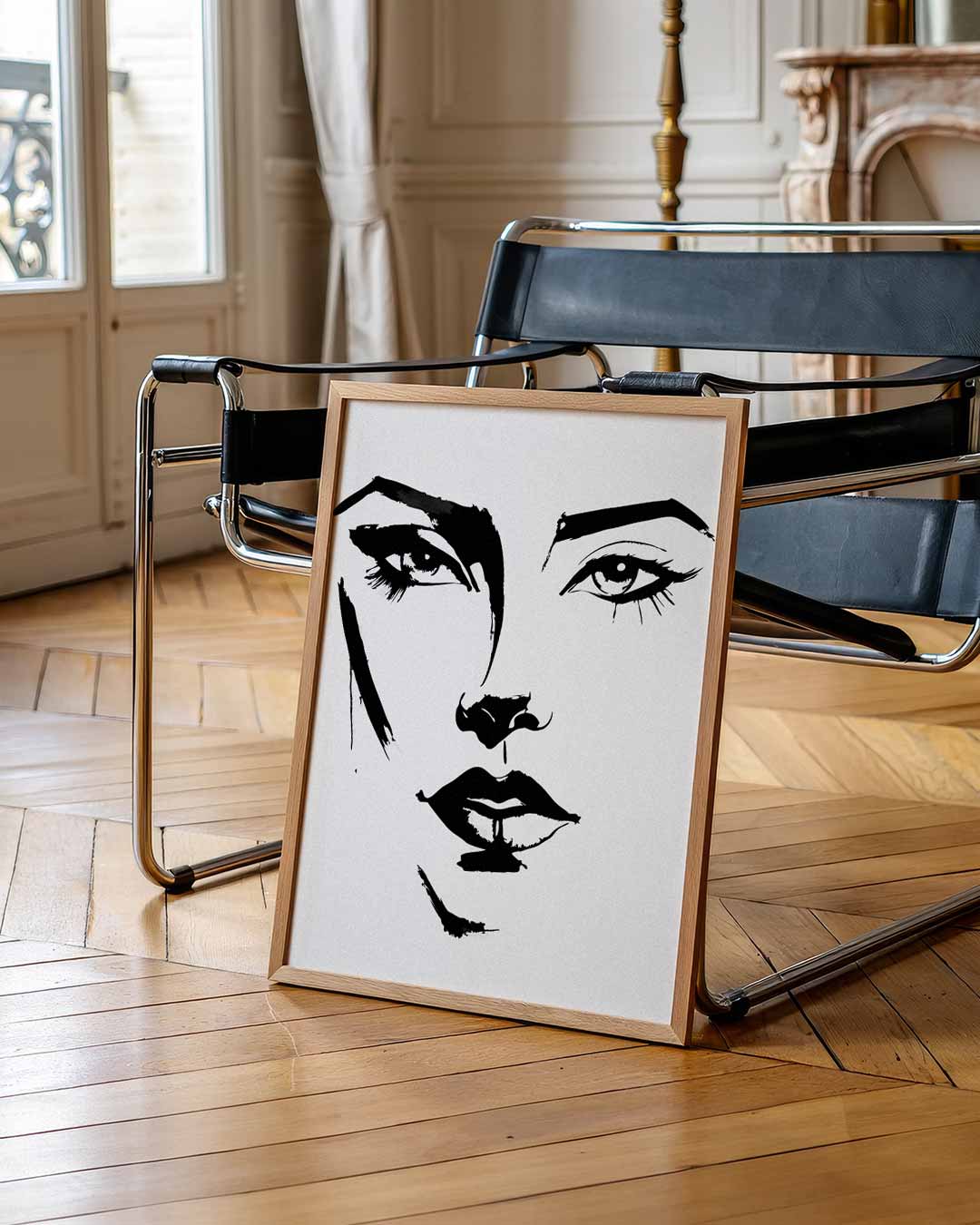 Elegante Vrouwengezicht Illustratie Poster