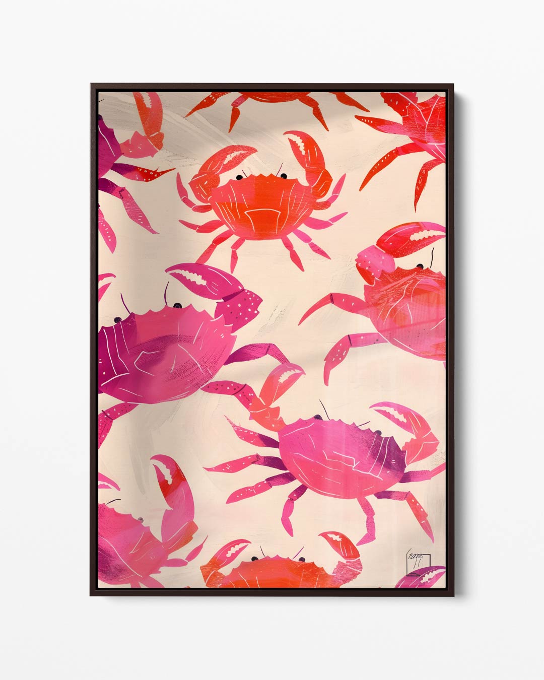 Vrolijke Krabben Illustratie Kunstwerk-canvas-dibond-plexiglas-wanddecoratie-WallArtistic