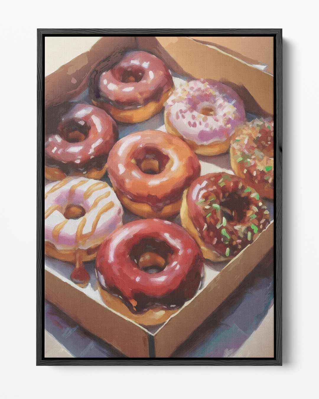 Donut Delight in Kleurrijke Doos Kunstwerk-canvas-dibond-plexiglas-wanddecoratie-WallArtistic