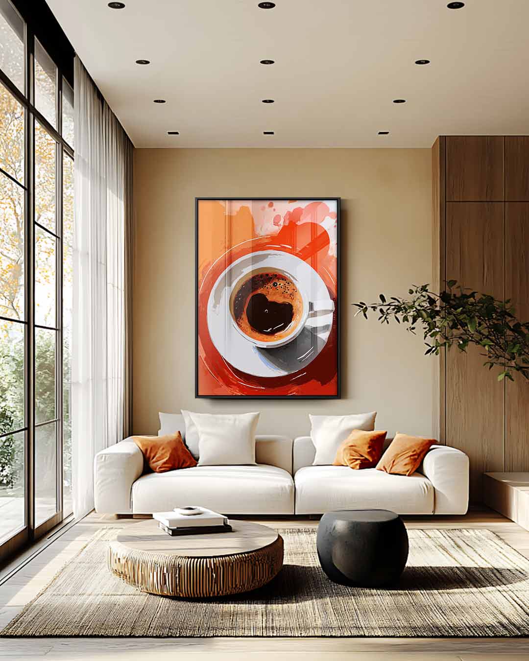 Koffiemoment in Abstracte Stijl Kunstwerk-canvas-dibond-plexiglas-wanddecoratie-WallArtistic
