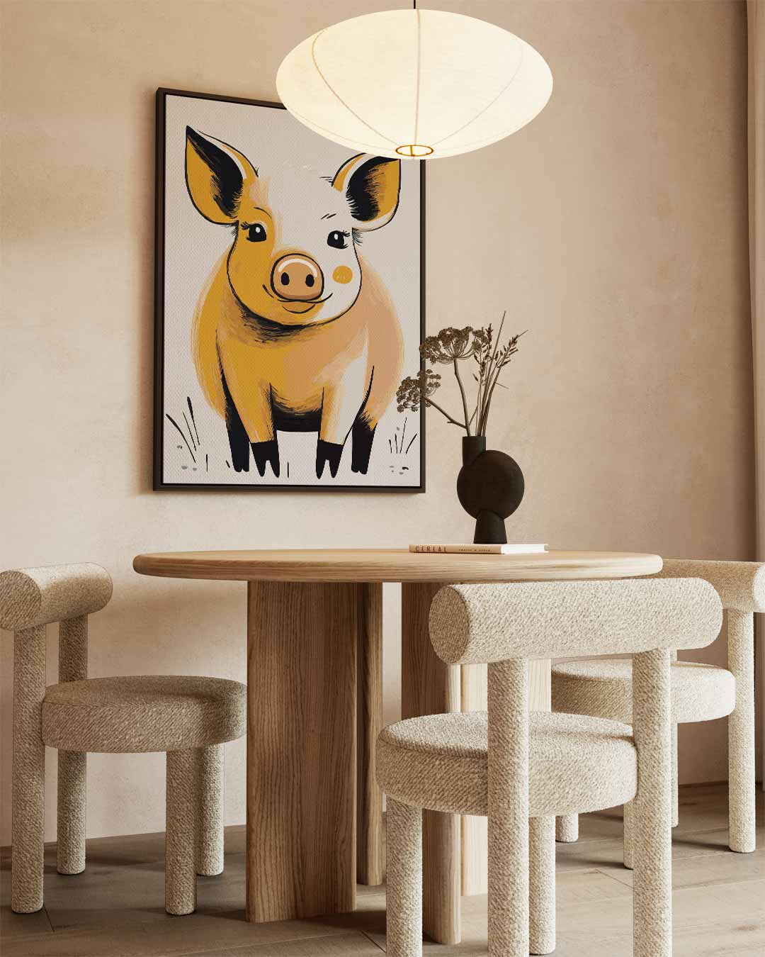 Vrolijk Varkentje Kunstwerk-canvas-dibond-plexiglas-wanddecoratie-WallArtistic