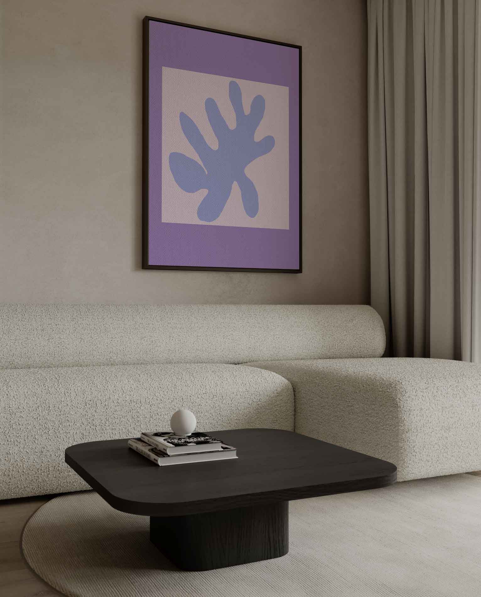 Abstracte Bladvorm in Paarstinten Kunstwerk-canvas-dibond-plexiglas-wanddecoratie-WallArtistic