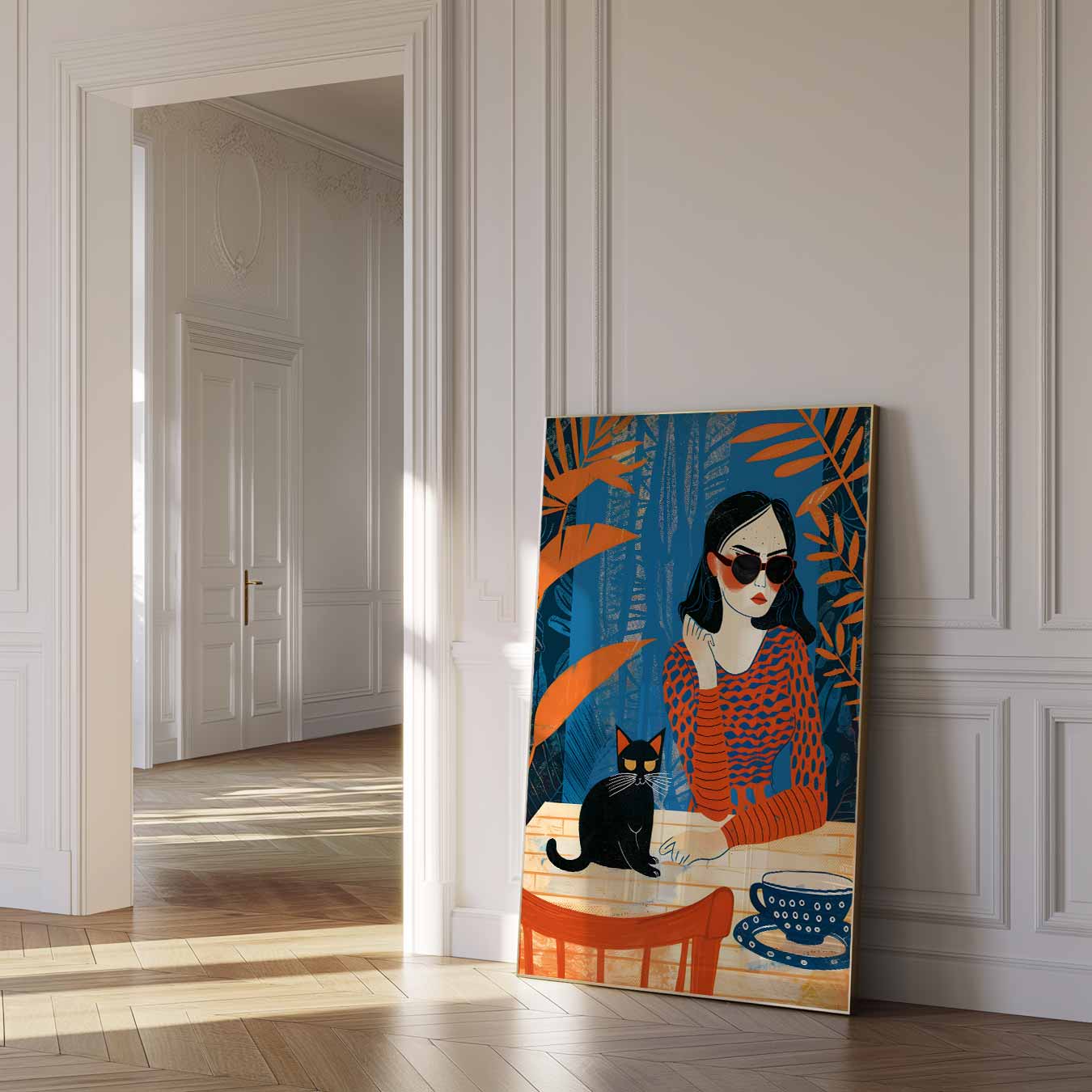 Stijlvolle Kat en Vrouw Poster