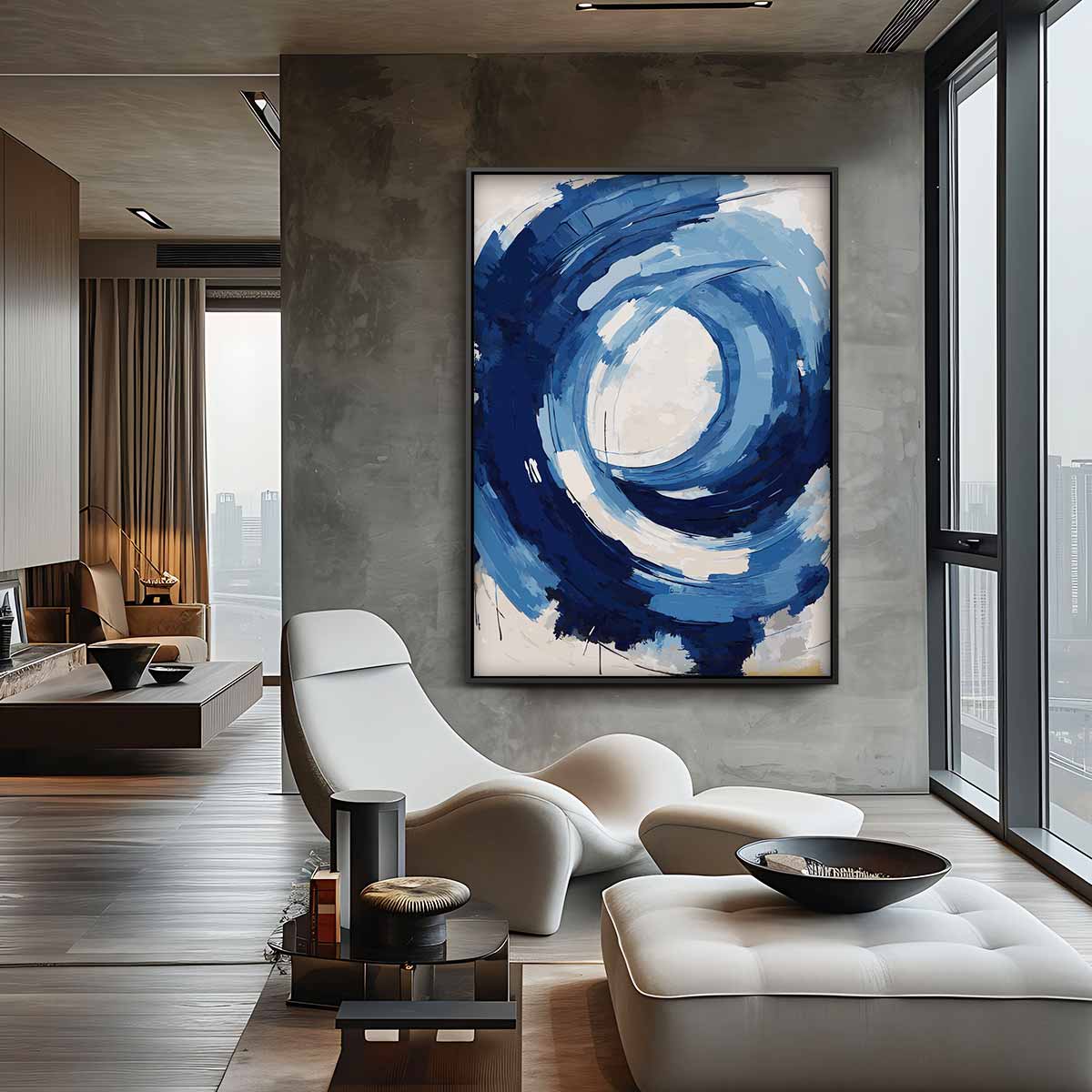 Blauwe Stroom Kunstwerk-canvas-dibond-plexiglas-wanddecoratie-WallArtistic