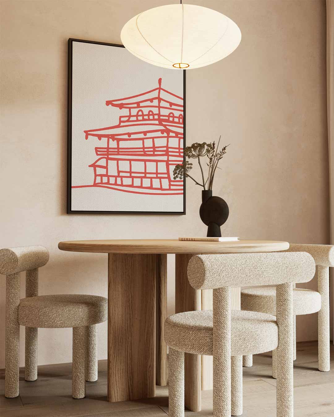 Rode Tempel Schets Kunstwerk-canvas-dibond-plexiglas-wanddecoratie-WallArtistic