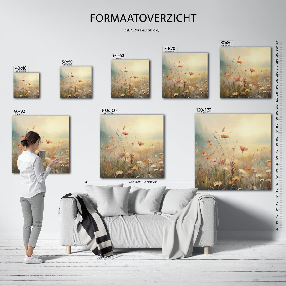 Bloemenveld in ochtendlicht Poster