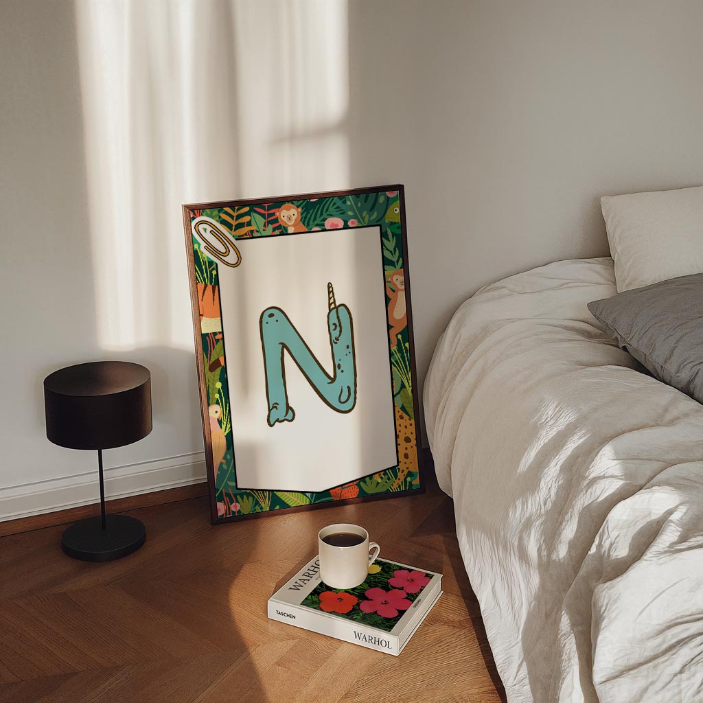 Dierenalfabet N - Narwal Poster