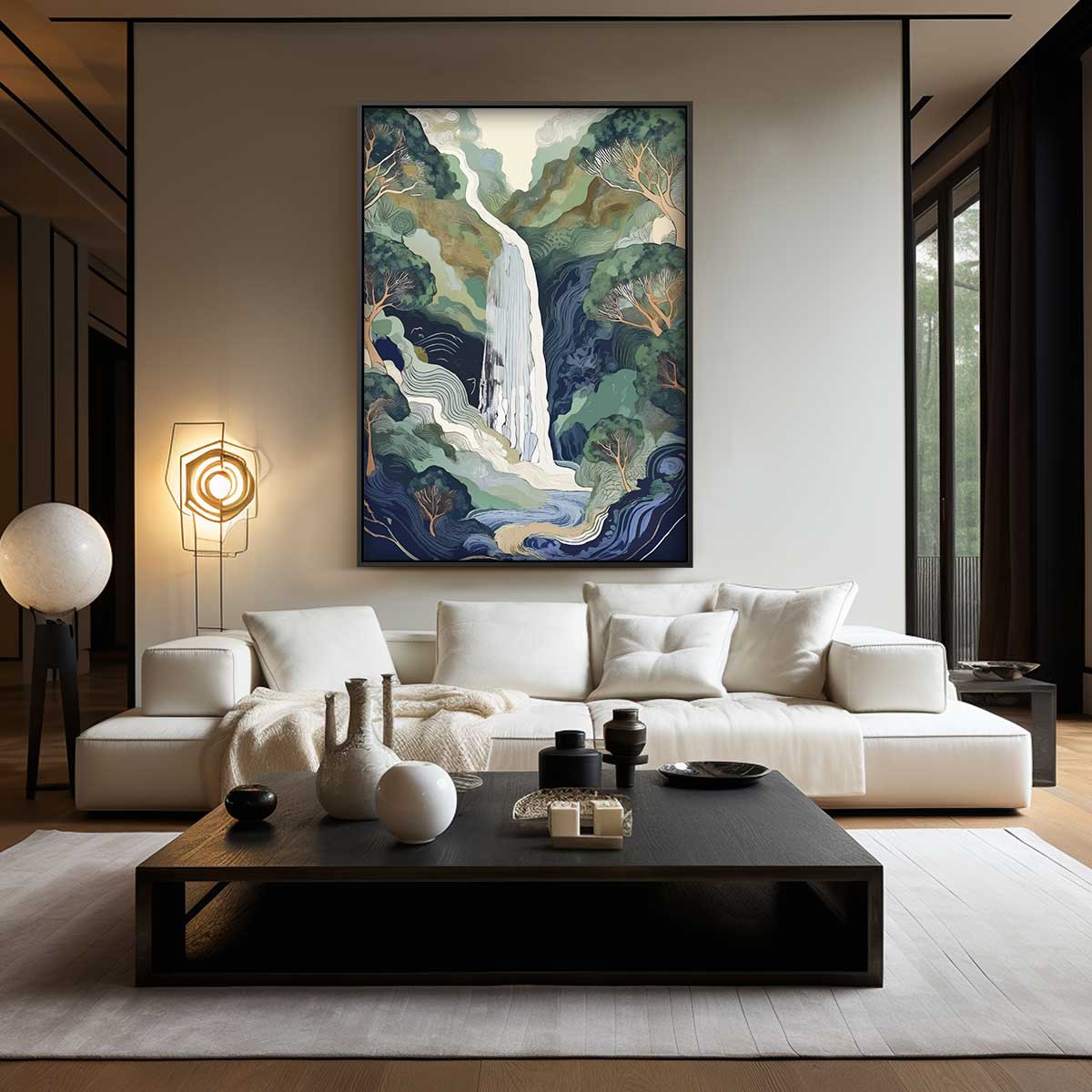 Groene Boswaterval Kunstwerk-canvas-dibond-plexiglas-wanddecoratie-WallArtistic