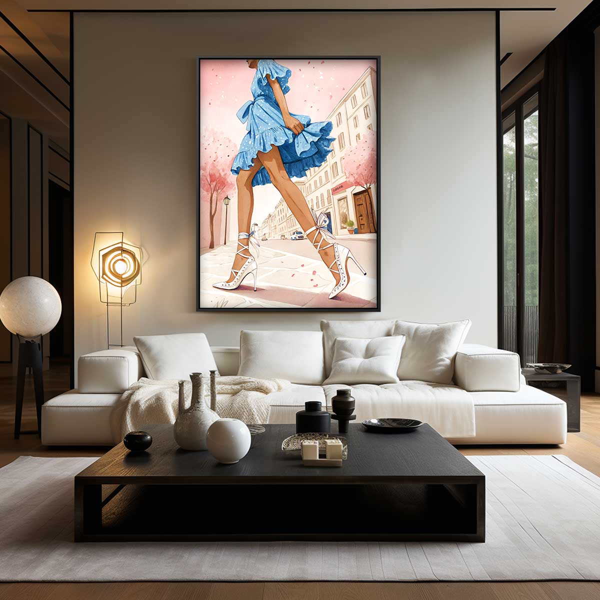 Zomerse Wandeling in de Stad Kunstwerk-canvas-dibond-plexiglas-wanddecoratie-WallArtistic
