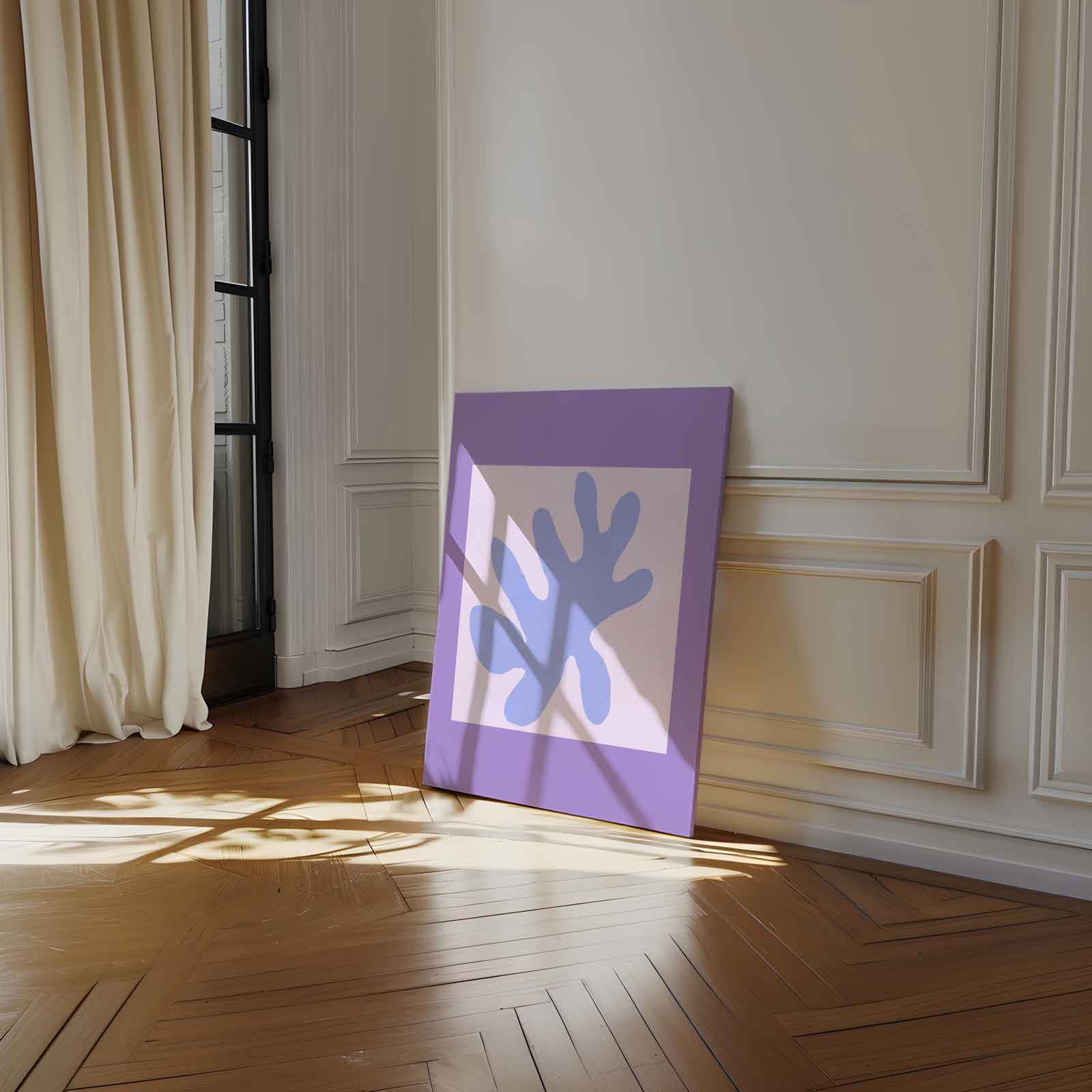 Abstracte Bladvorm in Paarstinten Kunstwerk-canvas-dibond-plexiglas-wanddecoratie-WallArtistic