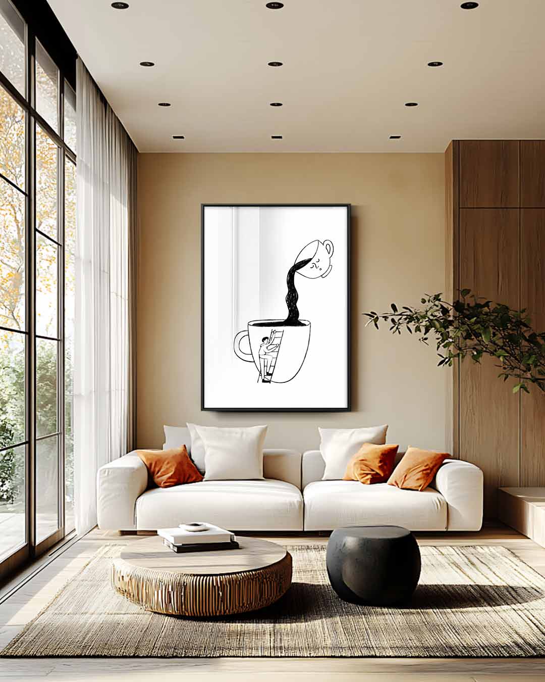 Avontuur in Koffiedromen Kunstwerk-canvas-dibond-plexiglas-wanddecoratie-WallArtistic