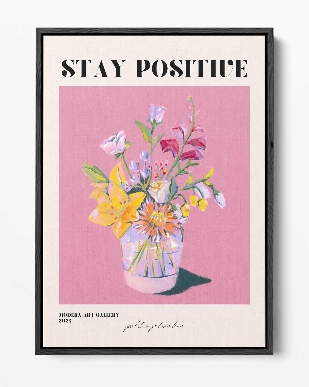 Bloemrijke Positiviteit Kunstwerk-canvas-dibond-plexiglas-wanddecoratie-WallArtistic