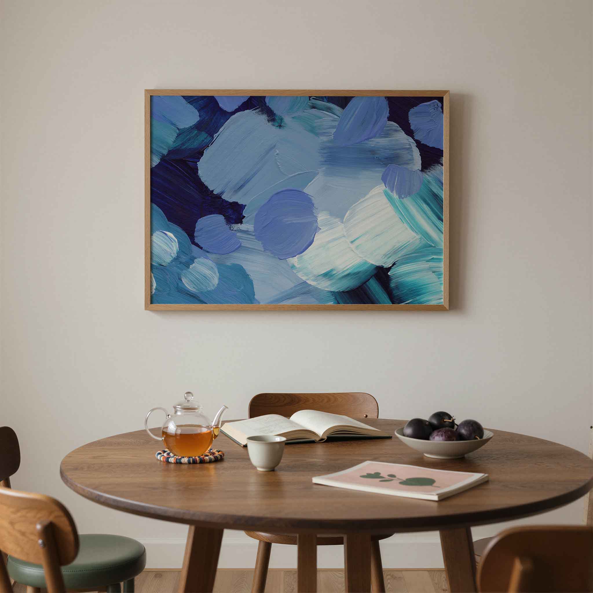 Abstracte blauwe vormen Poster