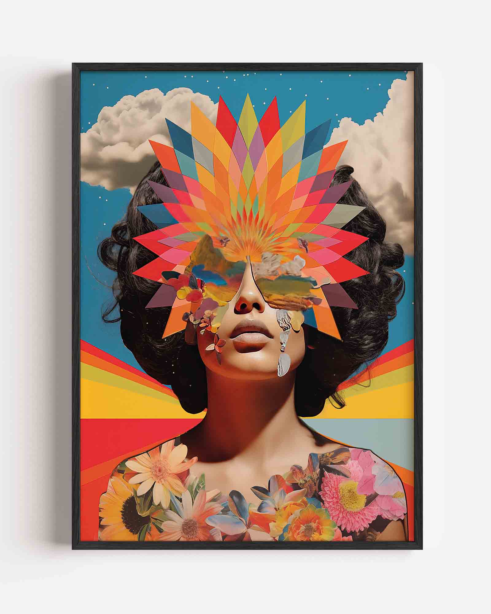 Vrouw met kleurrijke zonnebril Poster