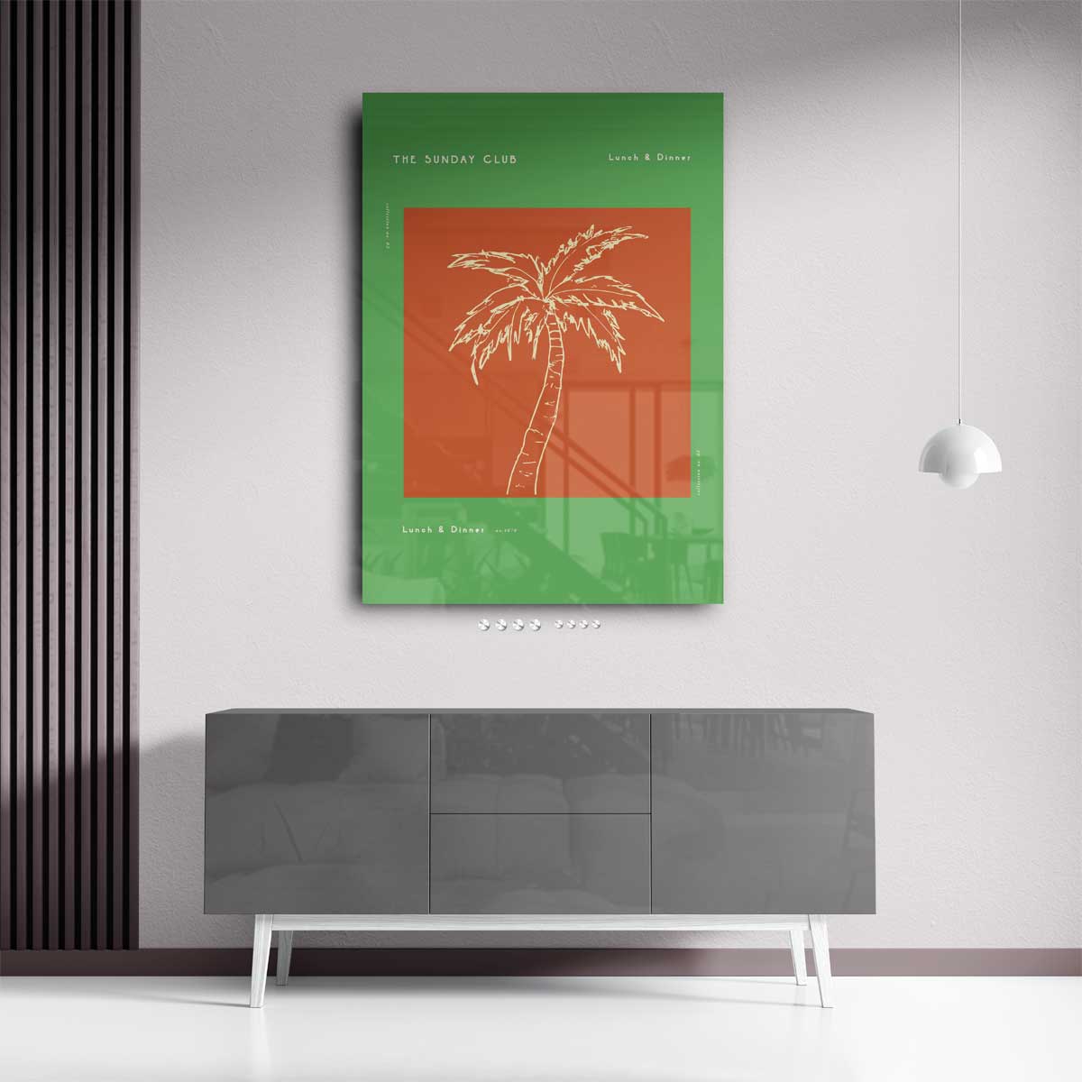 Tropische Vibes Palm Illustratie Kunstwerk-canvas-dibond-plexiglas-wanddecoratie-WallArtistic