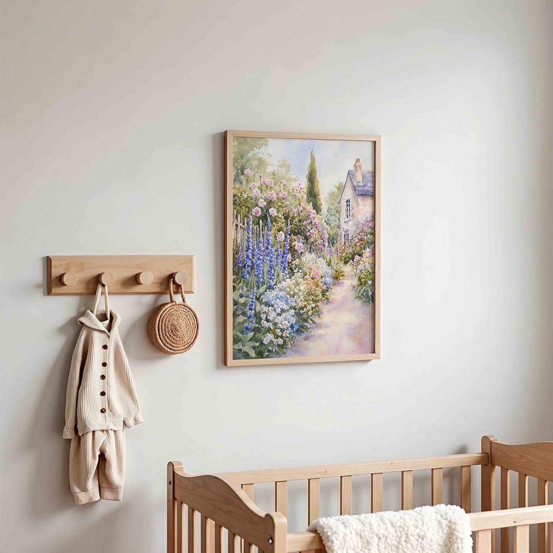 Bloementuin bij huis Poster