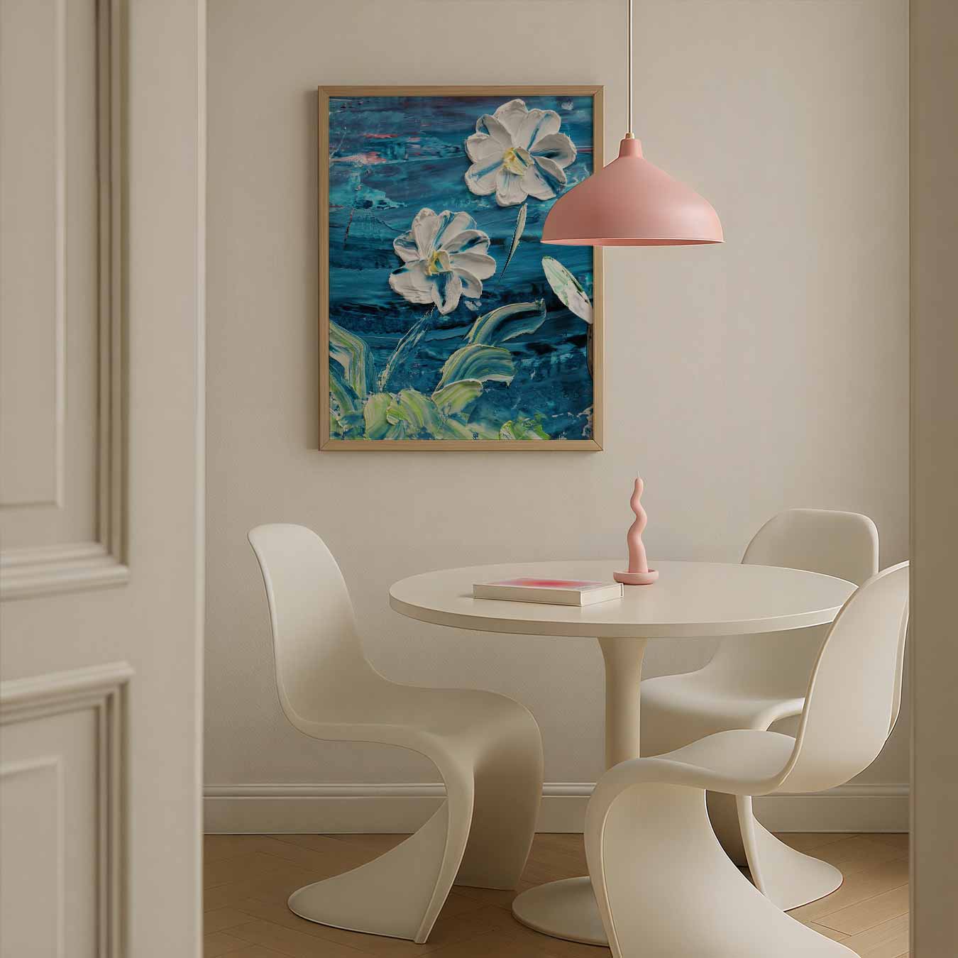 Bloemenpracht in Blauwe Penselen Poster