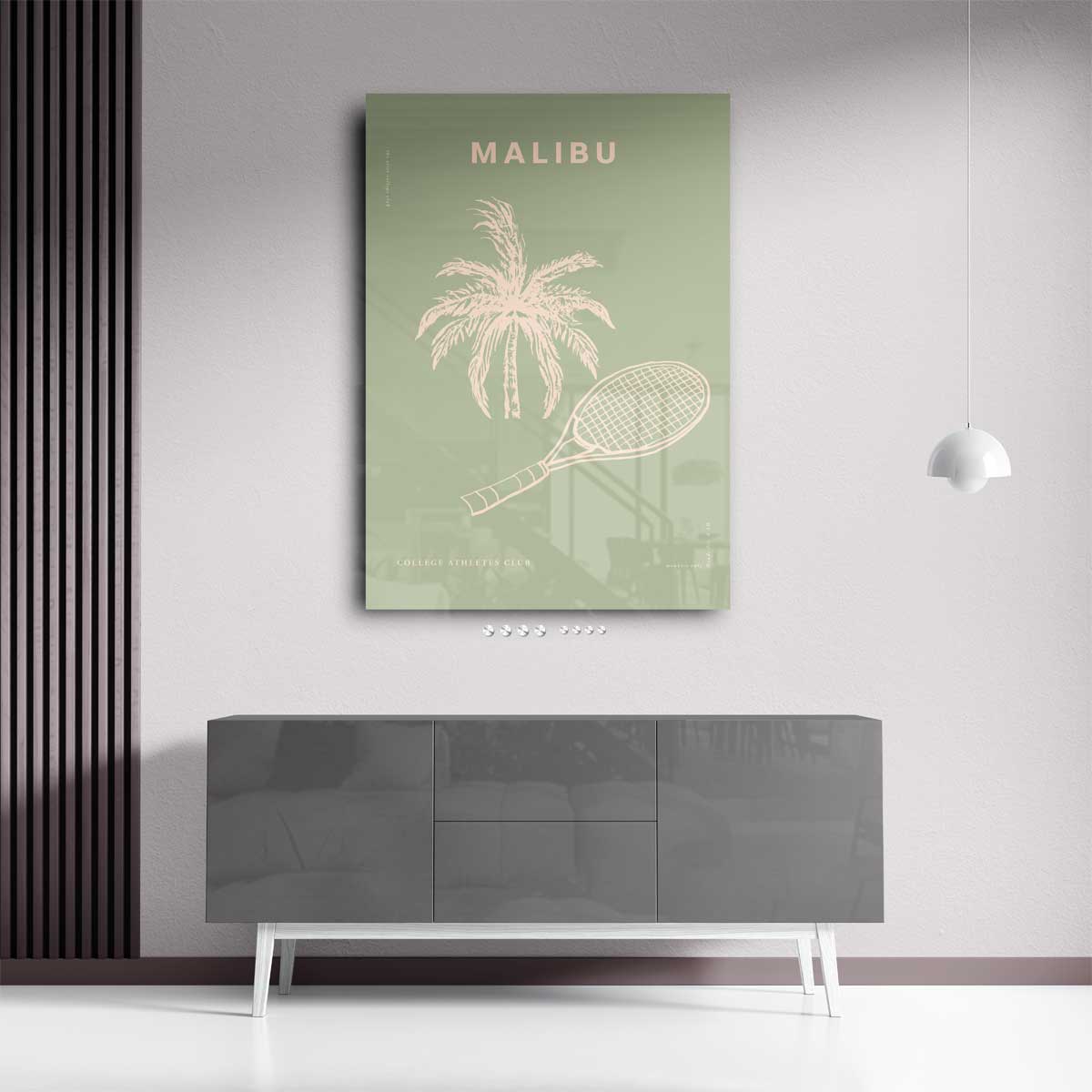 Malibu Tennis Avontuur Kunstwerk-canvas-dibond-plexiglas-wanddecoratie-WallArtistic