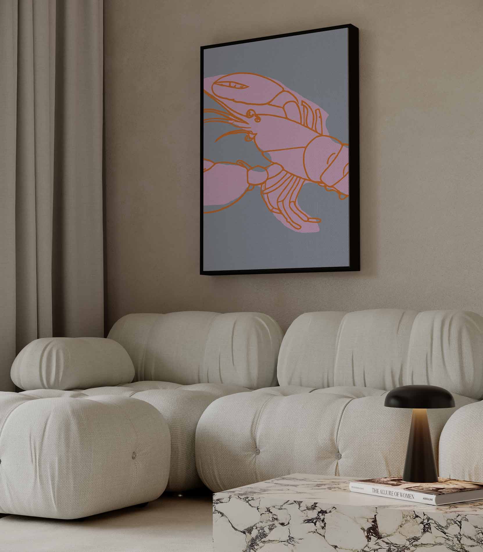 Kleurrijke Krabillustratie Kunstwerk-canvas-dibond-plexiglas-wanddecoratie-WallArtistic
