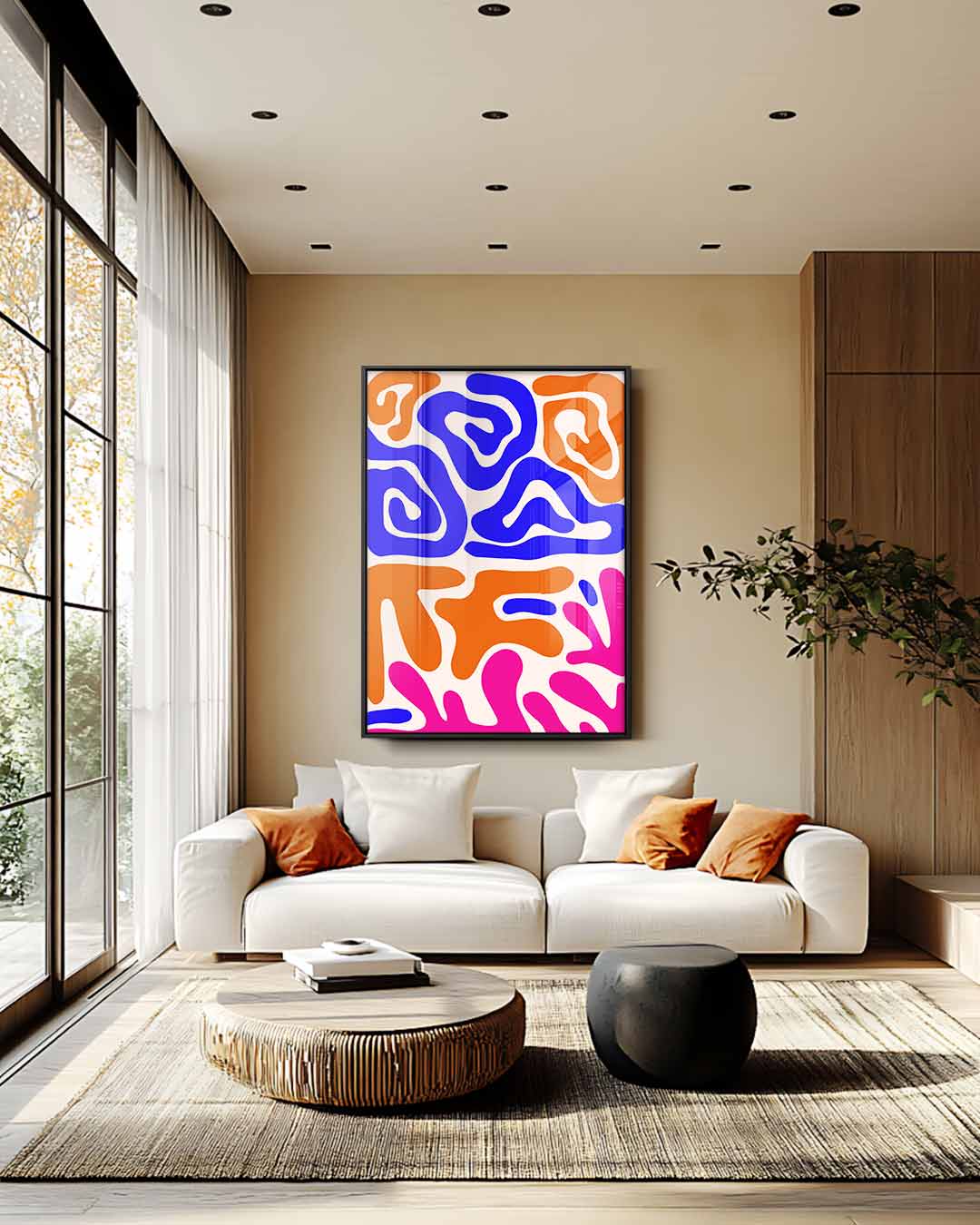 Kleurrijke Vormenexplosie Kunstwerk-canvas-dibond-plexiglas-wanddecoratie-WallArtistic