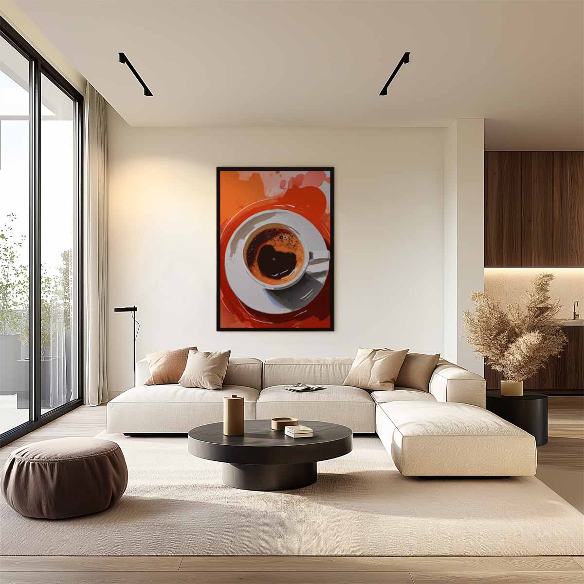 Koffiemoment in Abstracte Stijl Kunstwerk-canvas-dibond-plexiglas-wanddecoratie-WallArtistic