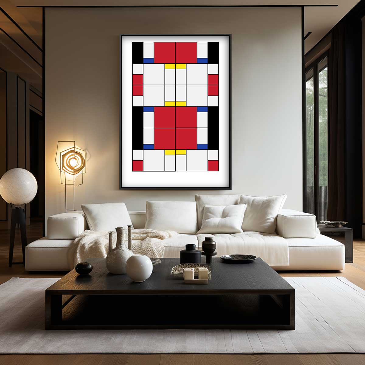 Mondriaanse Mozaïek Kunstwerk-canvas-dibond-plexiglas-wanddecoratie-WallArtistic