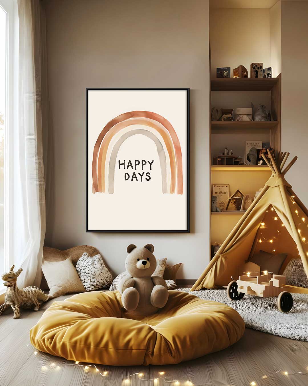 Happy Days Regenboog Print Kunstwerk-canvas-dibond-plexiglas-wanddecoratie-WallArtistic