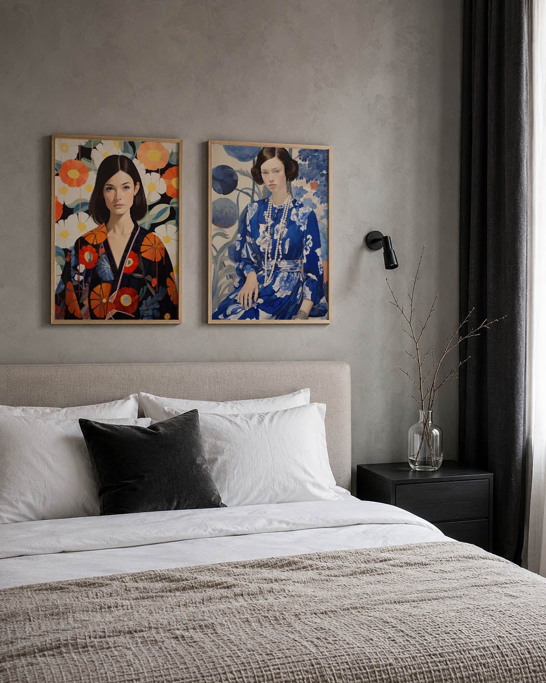 Bloemen en portret Posterset