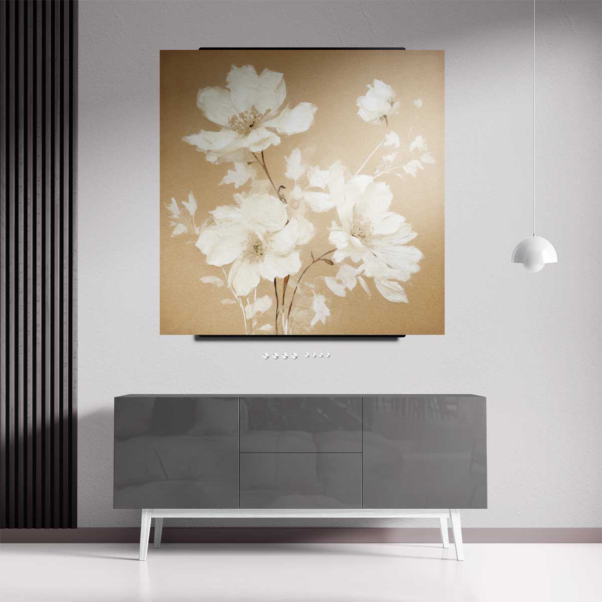 Zachte Bloemsymfonie in Neutrale Kleuren Kunstwerk-canvas-dibond-plexiglas-wanddecoratie-WallArtistic