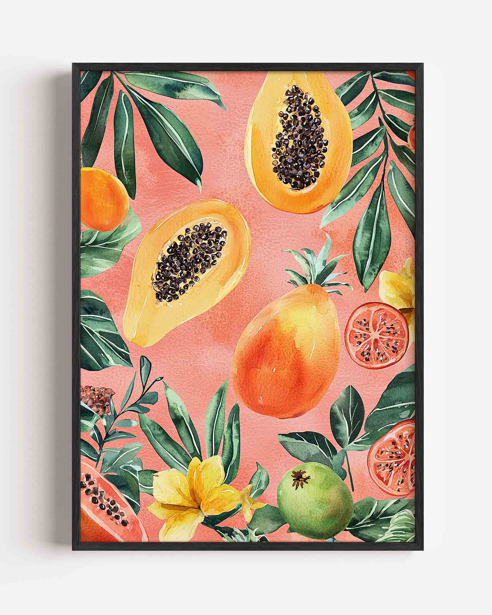 Papaya en bladeren Poster