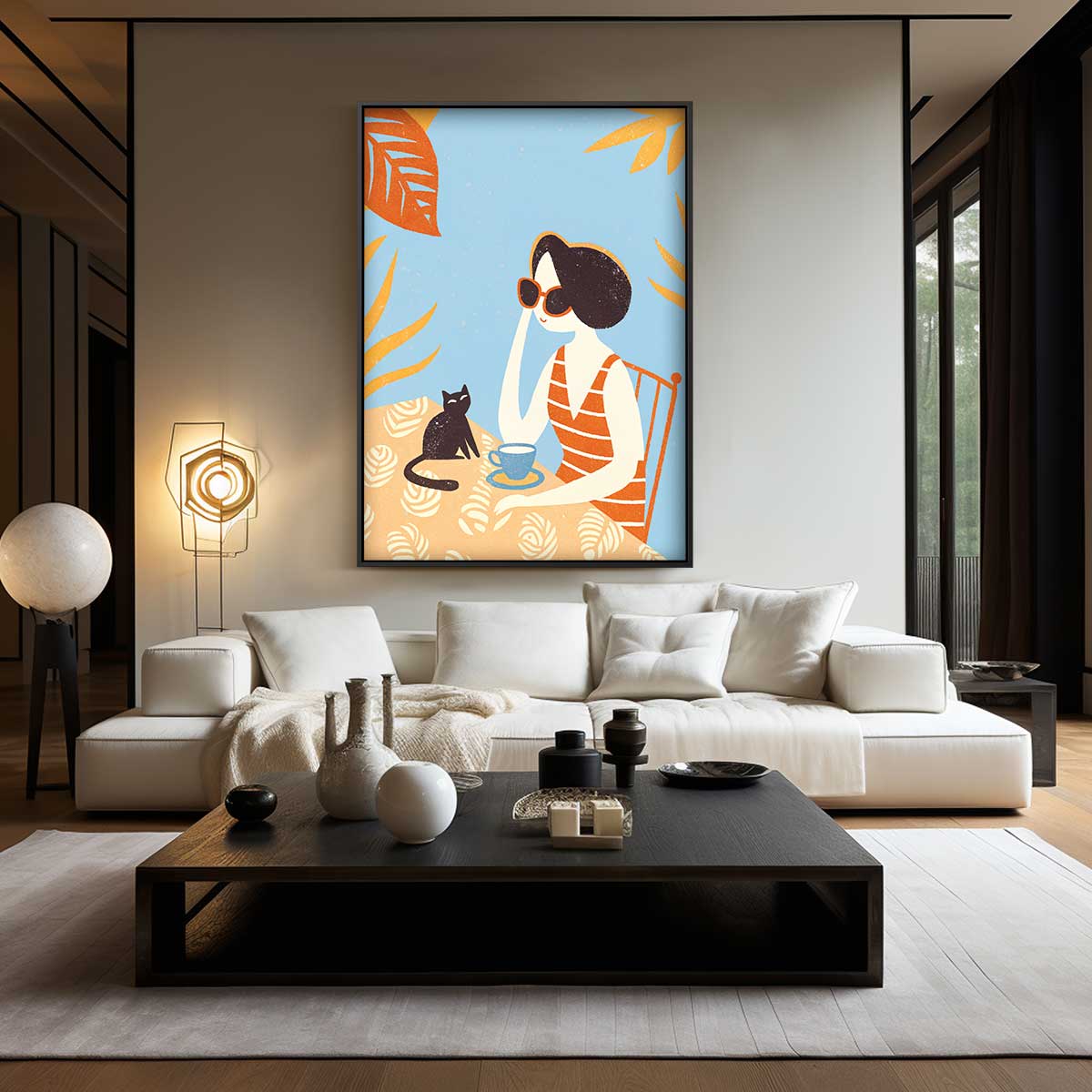 Zonnige Dag met Kat Kunstwerk-canvas-dibond-plexiglas-wanddecoratie-WallArtistic