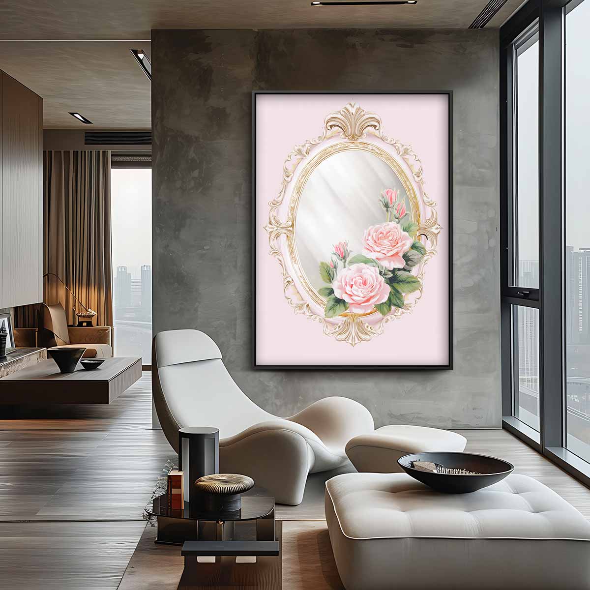 Romantische Rozen Spiegel Kunstwerk-canvas-dibond-plexiglas-wanddecoratie-WallArtistic