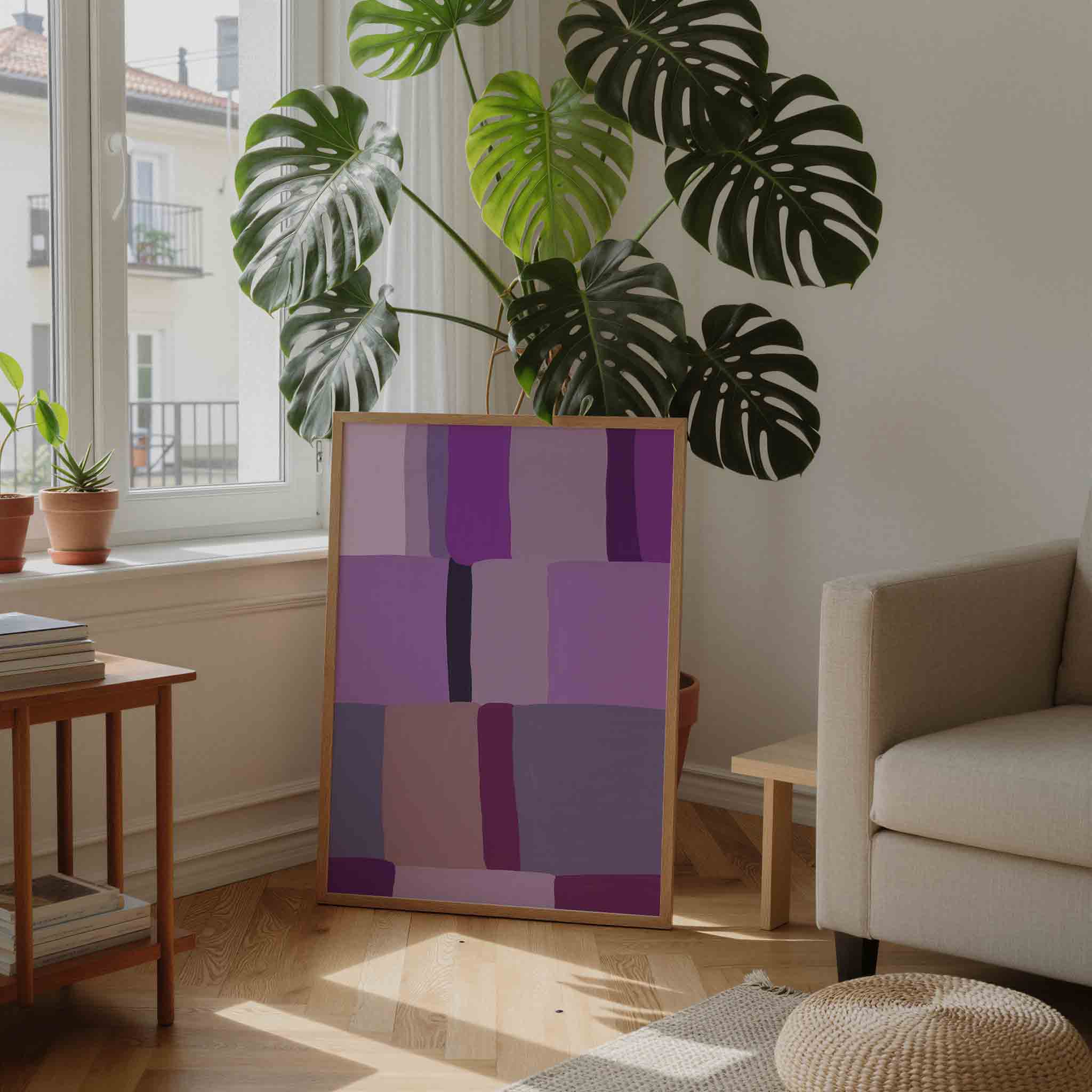 Abstracte paarse vlakken Poster