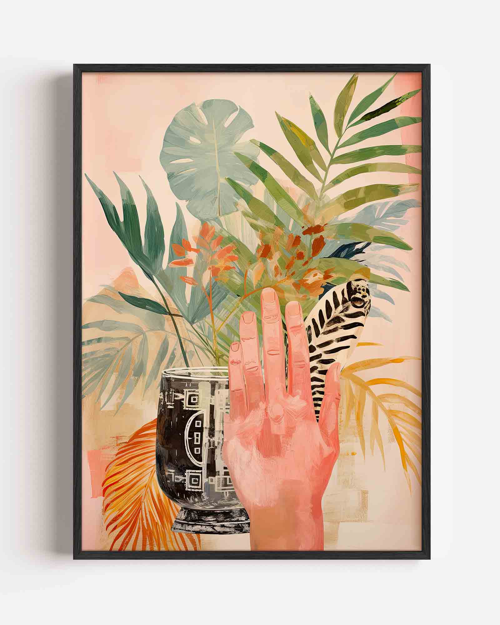 Hand en bladeren Poster
